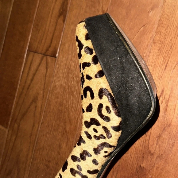 Zara calf hair  leopard print Red Heel platform pumps Sz 41 - Picture 12 of 16